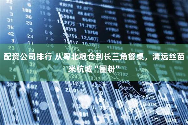 配资公司排行 从粤北粮仓到长三角餐桌，清远丝苗米杭城“圈粉”