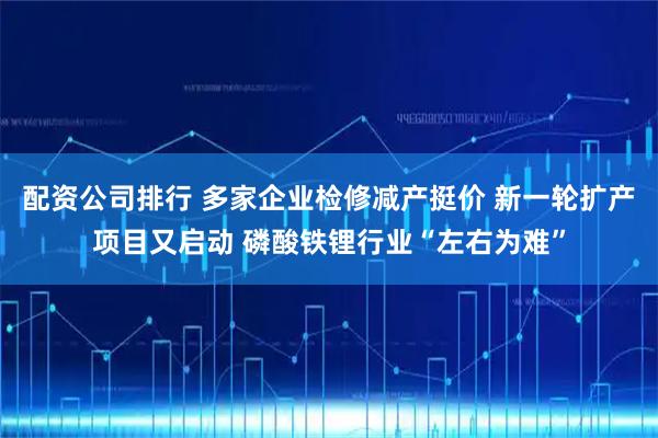 配资公司排行 多家企业检修减产挺价 新一轮扩产项目又启动 磷酸铁锂行业“左右为难”